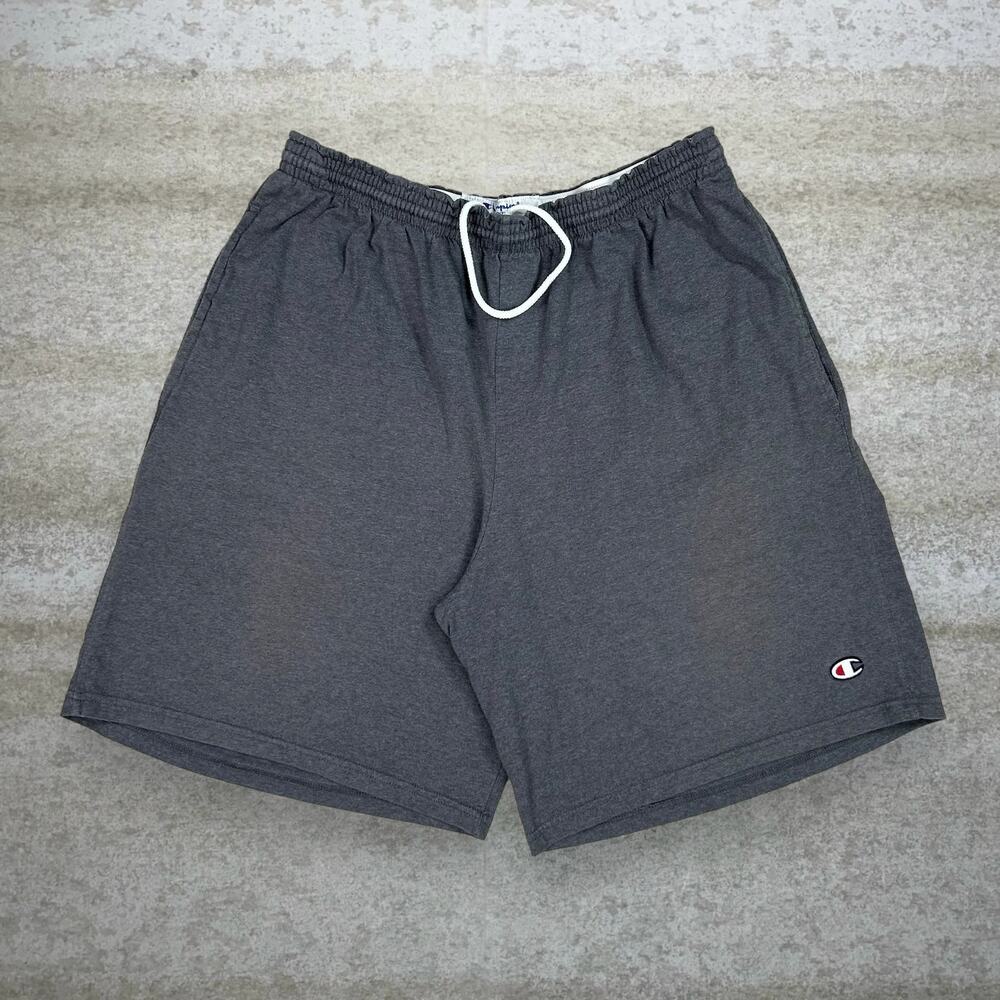 Vintage Y2K Champion Sweat Shorts Mens XL Grey Cotton Embroidered Logo 9" Inseam